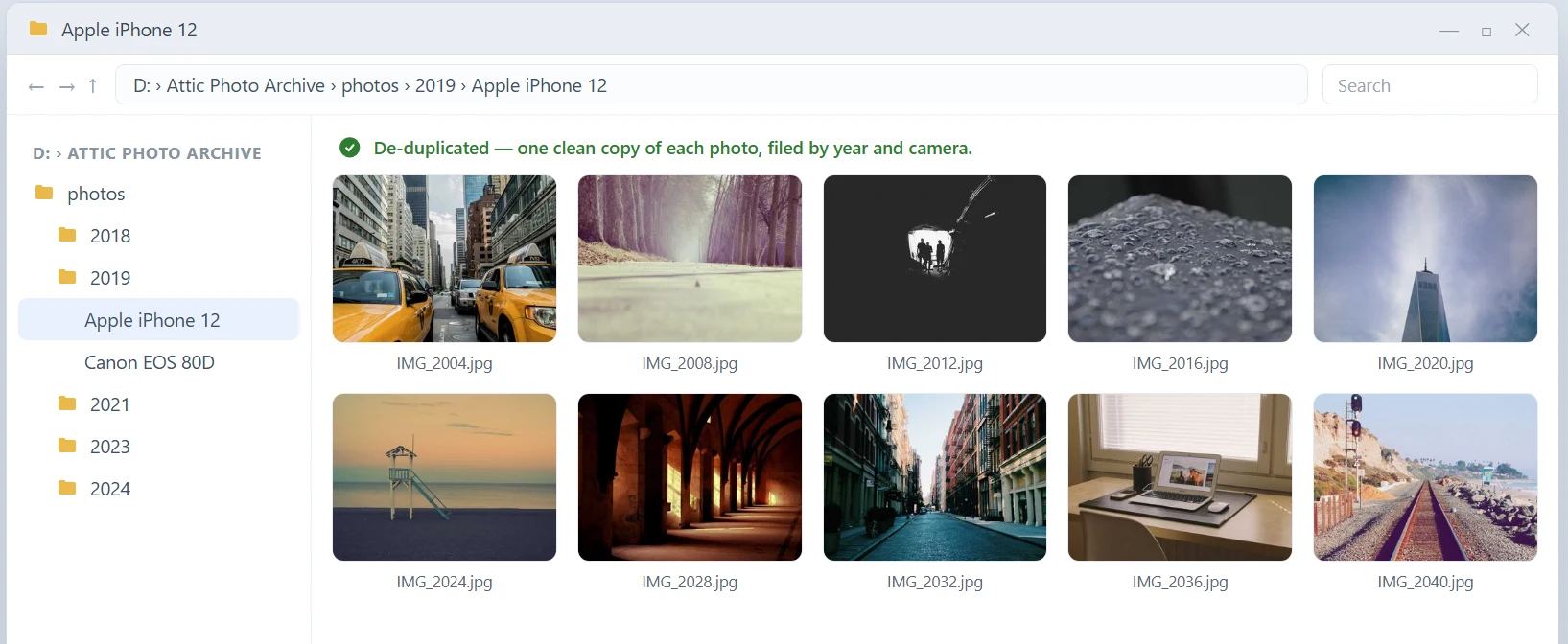 One clean archive of ordinary folders you control